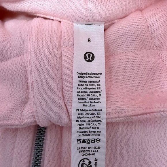 NWT Lululemon Scuba Full Zip Hoodie Strawberry Milkshake Size 8 - Picture 3 of 3